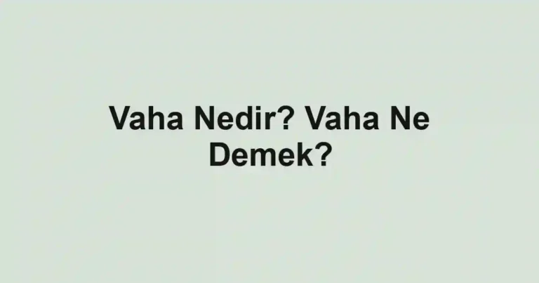 Vaha Nedir? Vaha Ne Demek?