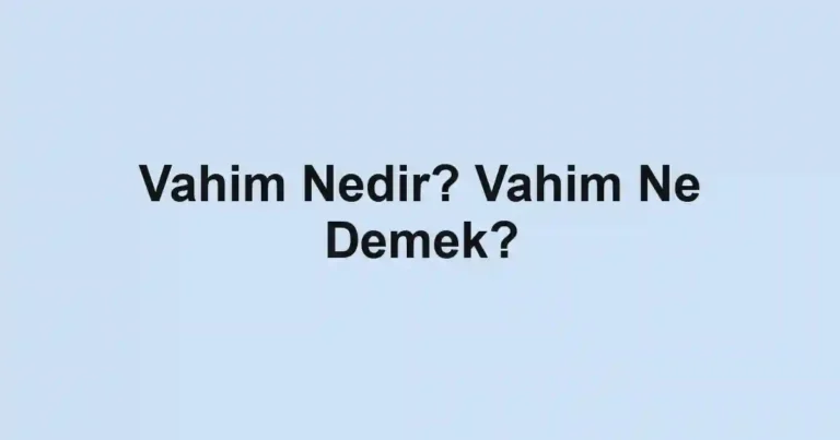 Vahim Nedir? Vahim Ne Demek?
