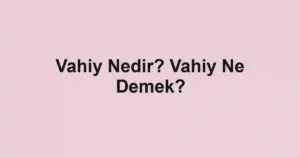 Vahiy Nedir? Vahiy Ne Demek?