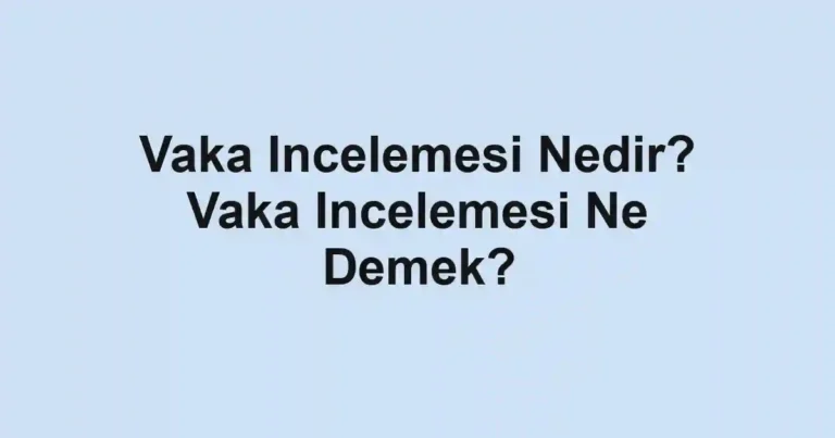 Vaka Incelemesi Nedir? Vaka Incelemesi Ne Demek?