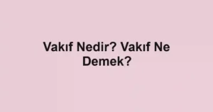 Vakıf Nedir? Vakıf Ne Demek?