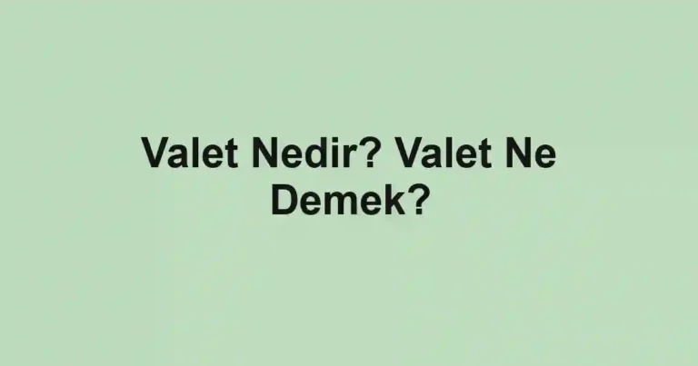 Valet Nedir? Valet Ne Demek?