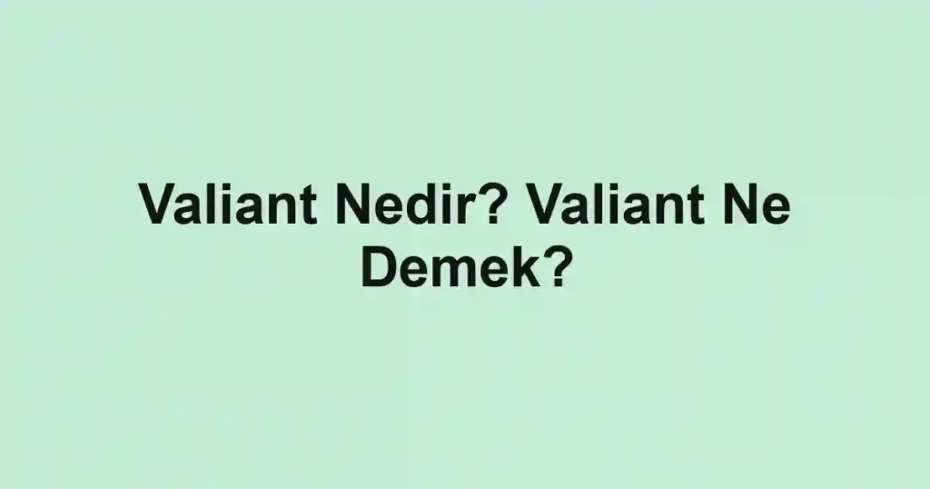 Valiant Nedir? Valiant Ne Demek?