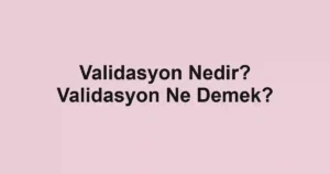 Validasyon Nedir? Validasyon Ne Demek?