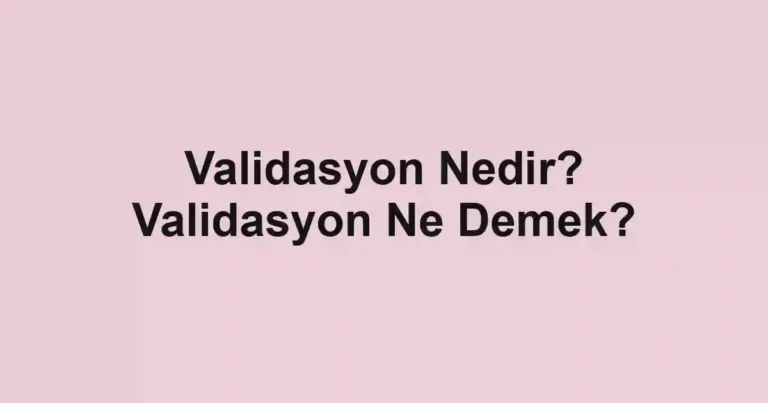Validasyon Nedir? Validasyon Ne Demek?