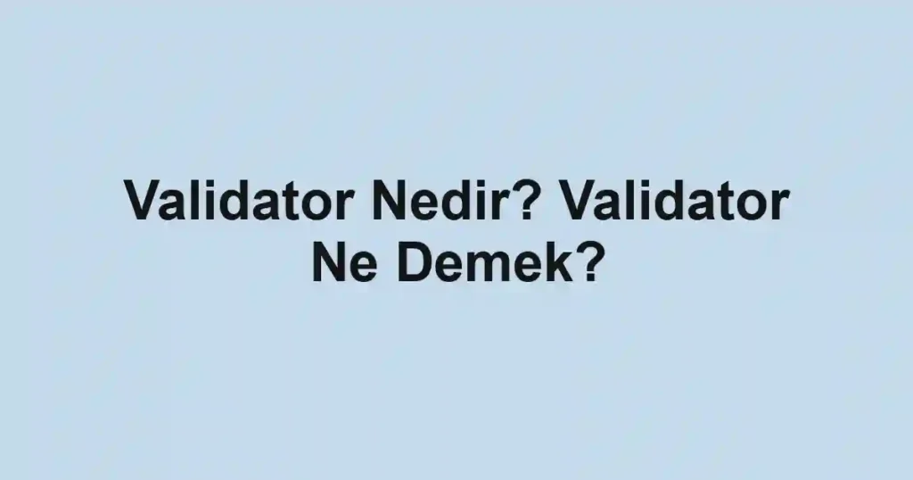 Validator Nedir? Validator Ne Demek?