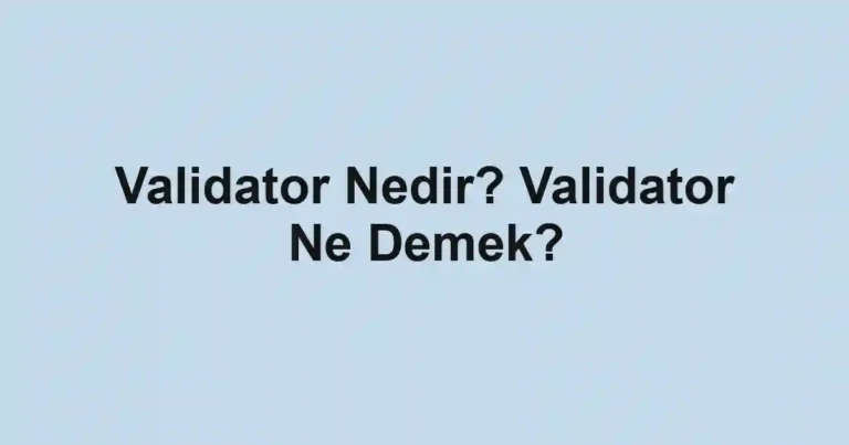 Validator Nedir? Validator Ne Demek?