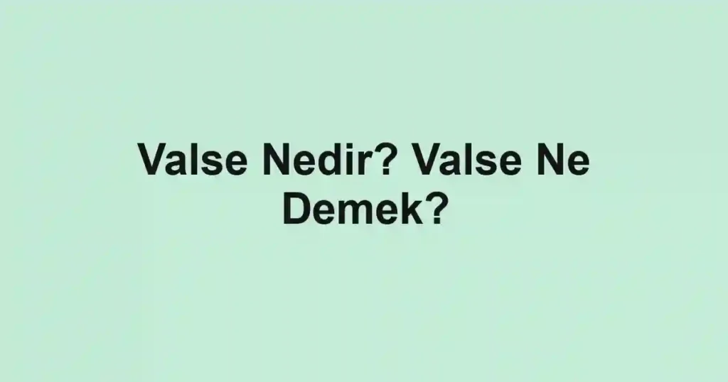 Valse Nedir? Valse Ne Demek?