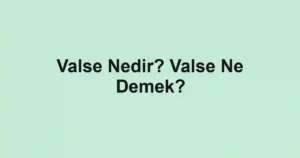 Valse Nedir? Valse Ne Demek?