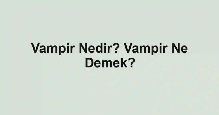 Vampir Nedir? Vampir Ne Demek?