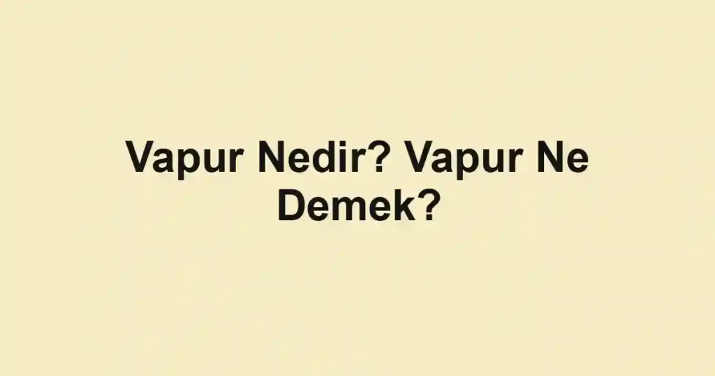 Vapur Nedir? Vapur Ne Demek?