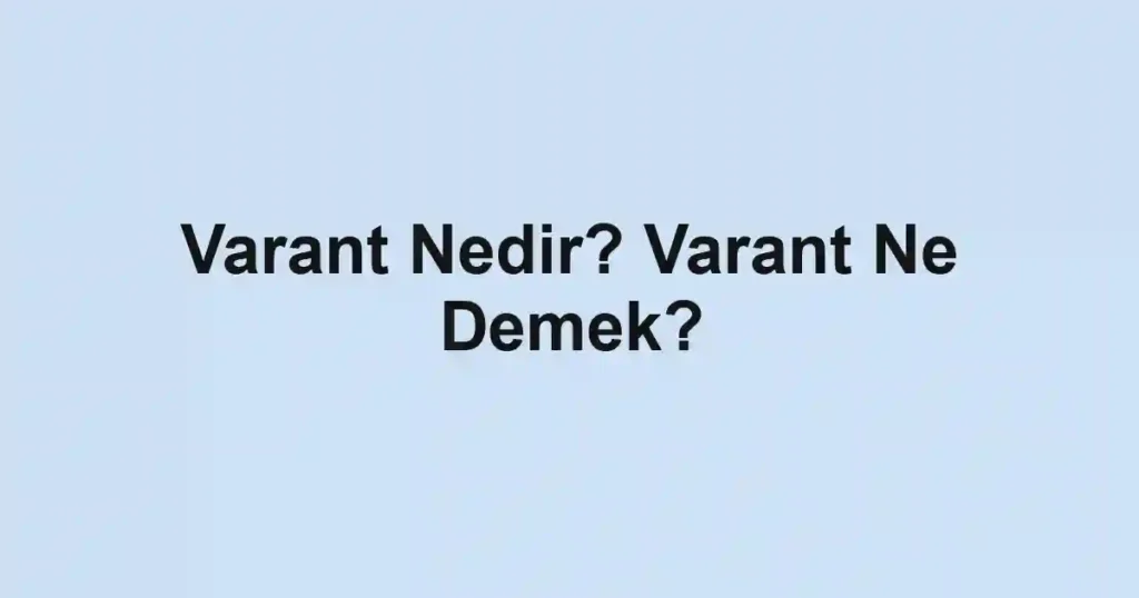 Varant Nedir? Varant Ne Demek?
