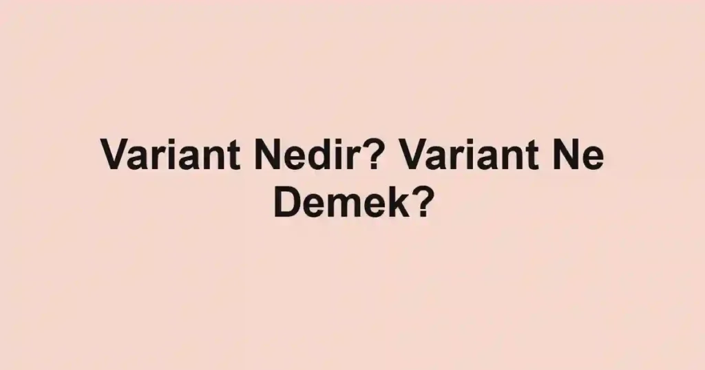 Variant Nedir? Variant Ne Demek?