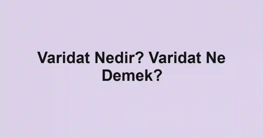 Varidat Nedir? Varidat Ne Demek?