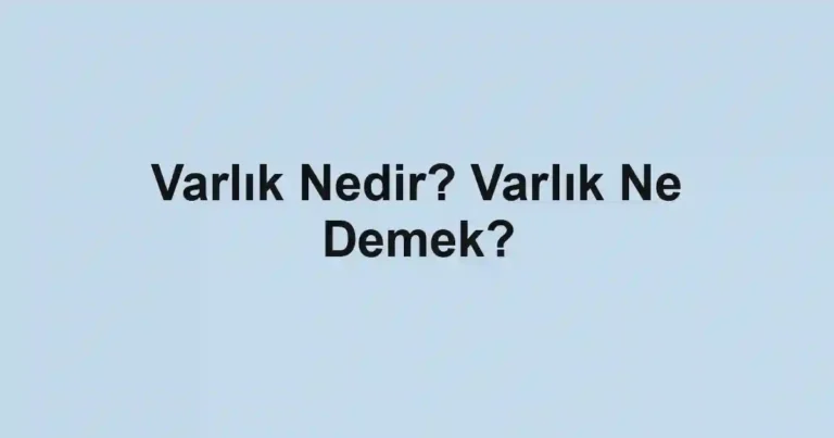 Varlık Nedir? Varlık Ne Demek?