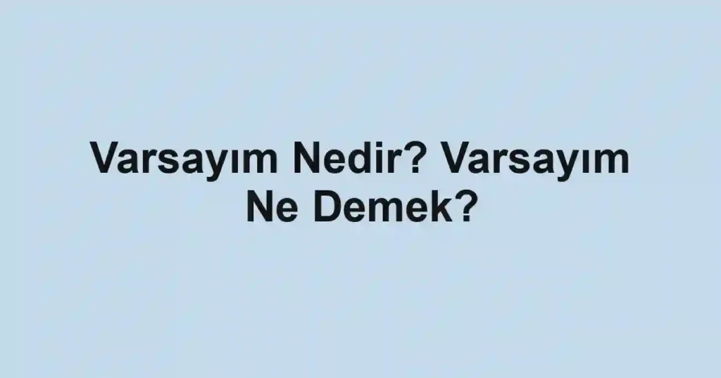 Varsayım Nedir? Varsayım Ne Demek?