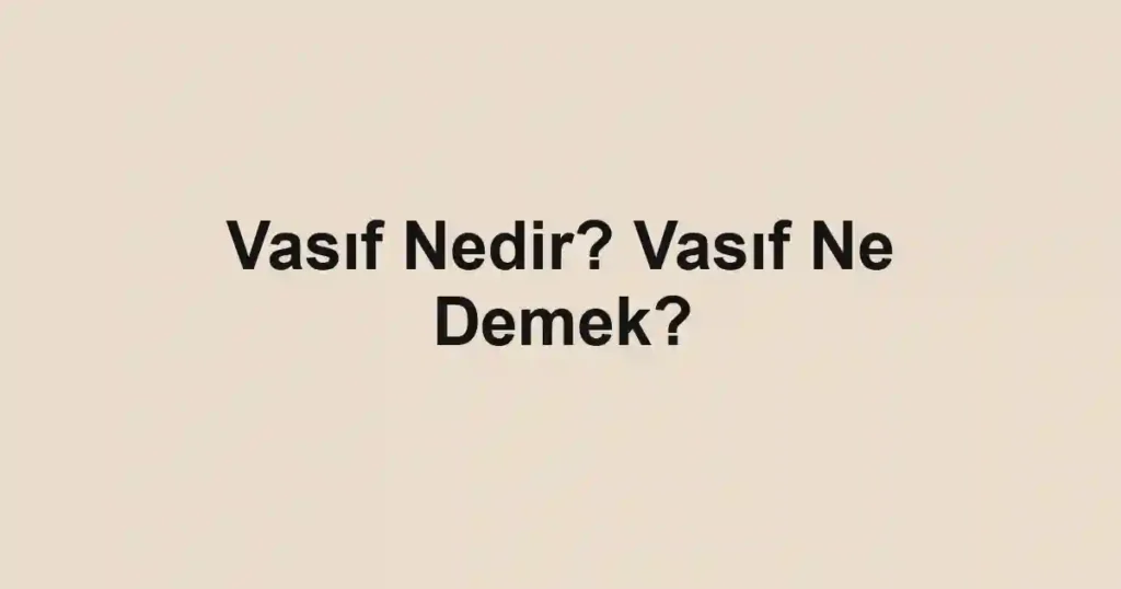Vasıf Nedir? Vasıf Ne Demek?