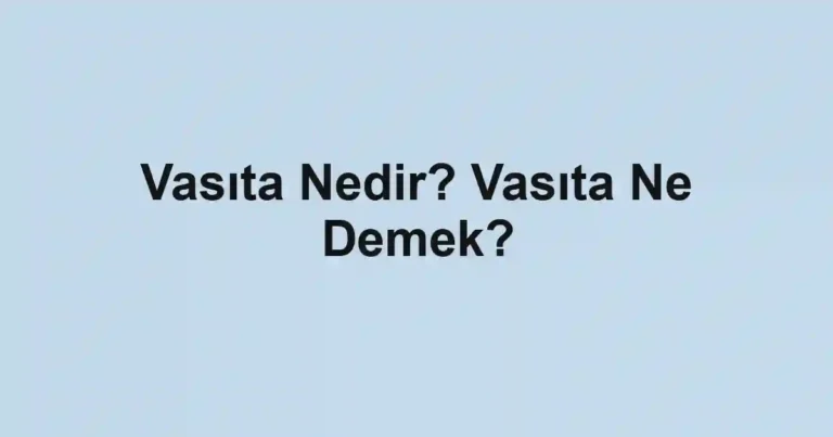 Vasıta Nedir? Vasıta Ne Demek?