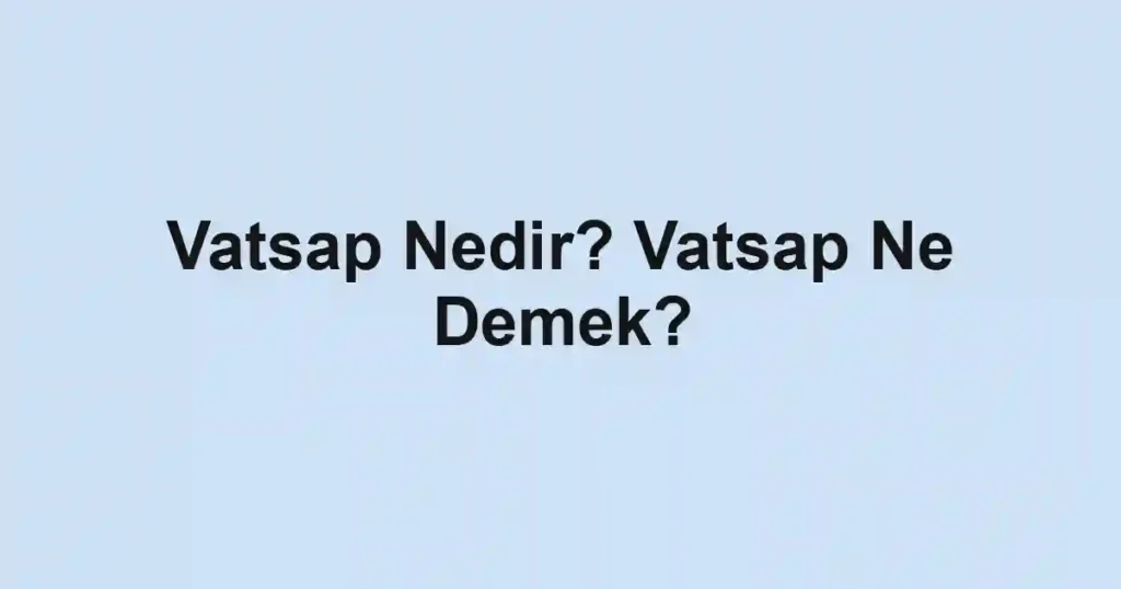 Vatsap Nedir? Vatsap Ne Demek?
