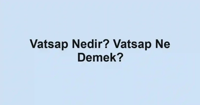 Vatsap Nedir? Vatsap Ne Demek?