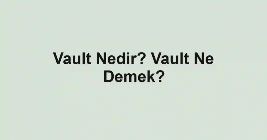 Vault Nedir? Vault Ne Demek?