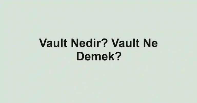 Vault Nedir? Vault Ne Demek?