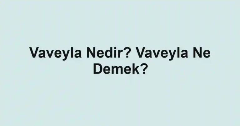 Vaveyla Nedir? Vaveyla Ne Demek?