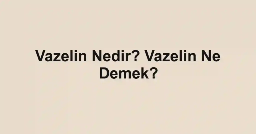 Vazelin Nedir? Vazelin Ne Demek?