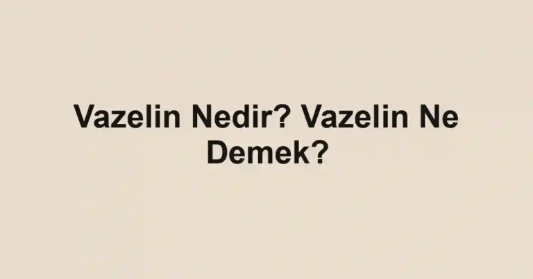 Vazelin Nedir? Vazelin Ne Demek?
