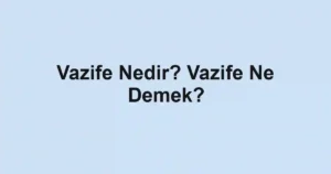 Vazife Nedir? Vazife Ne Demek?
