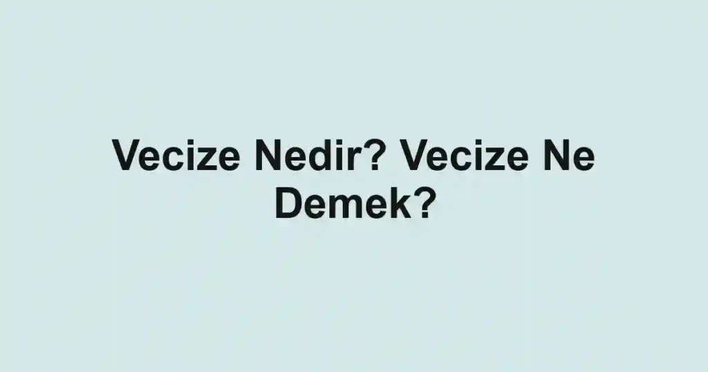 Vecize Nedir? Vecize Ne Demek?