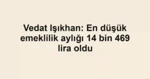 Vedat Işıkhan: En düşük emeklilik aylığı 14 bin 469 lira oldu