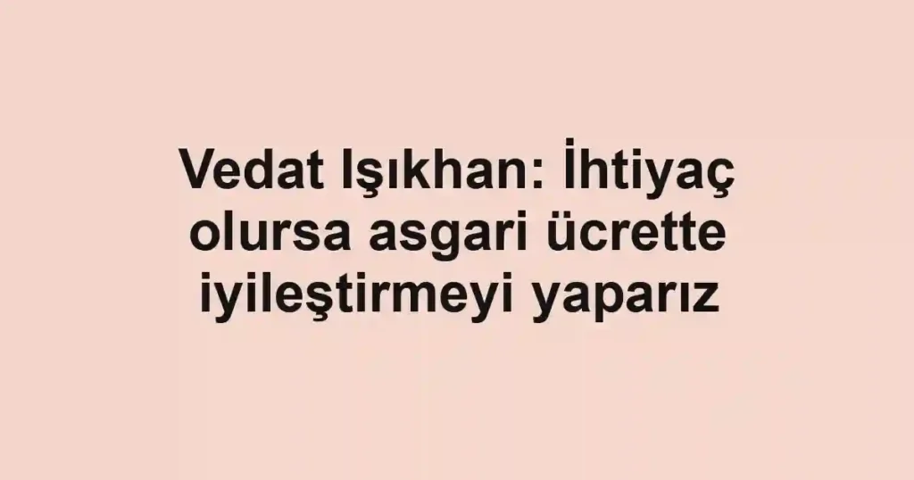 Vedat Işıkhan: İhtiyaç olursa asgari ücrette iyileştirmeyi yaparız