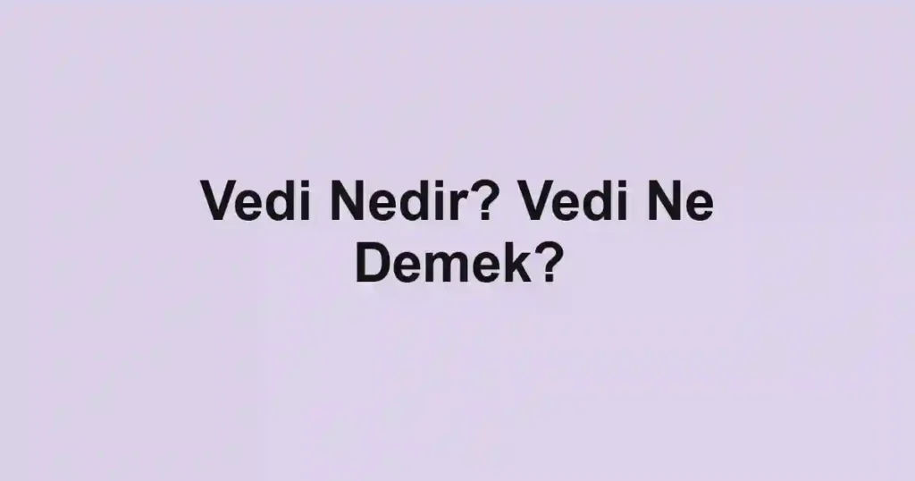 Vedi Nedir? Vedi Ne Demek?