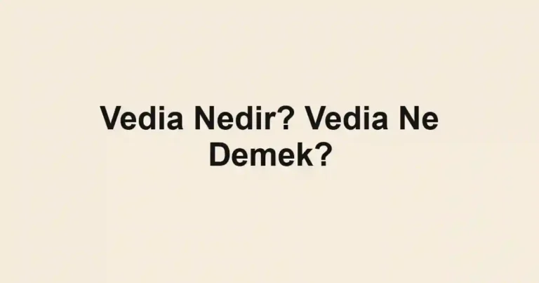 Vedia Nedir? Vedia Ne Demek?