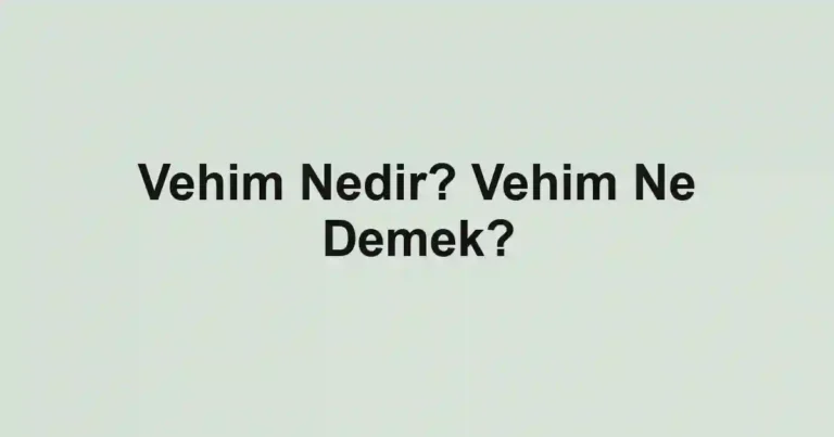 Vehim Nedir? Vehim Ne Demek?