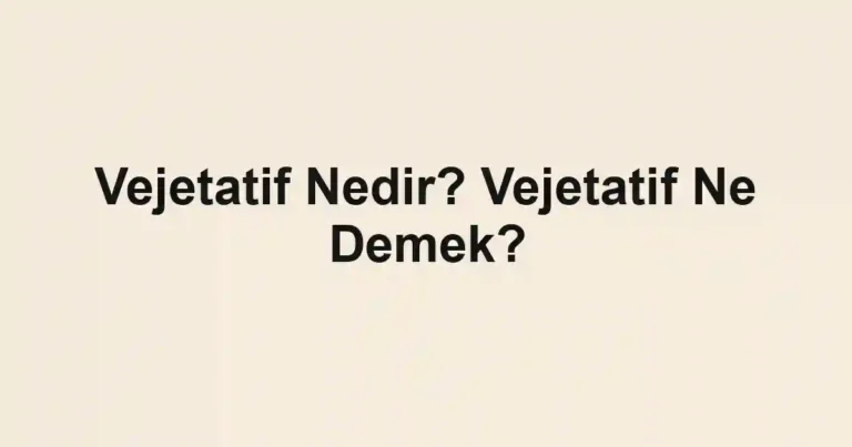 Vejetatif Nedir? Vejetatif Ne Demek?