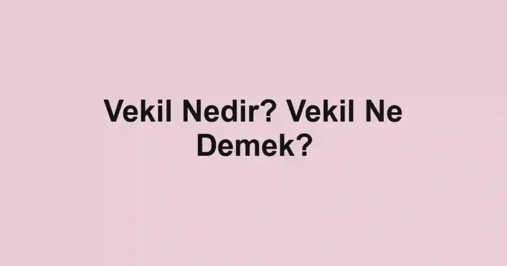 Vekil Nedir? Vekil Ne Demek?