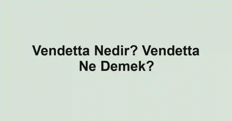 Vendetta Nedir? Vendetta Ne Demek?