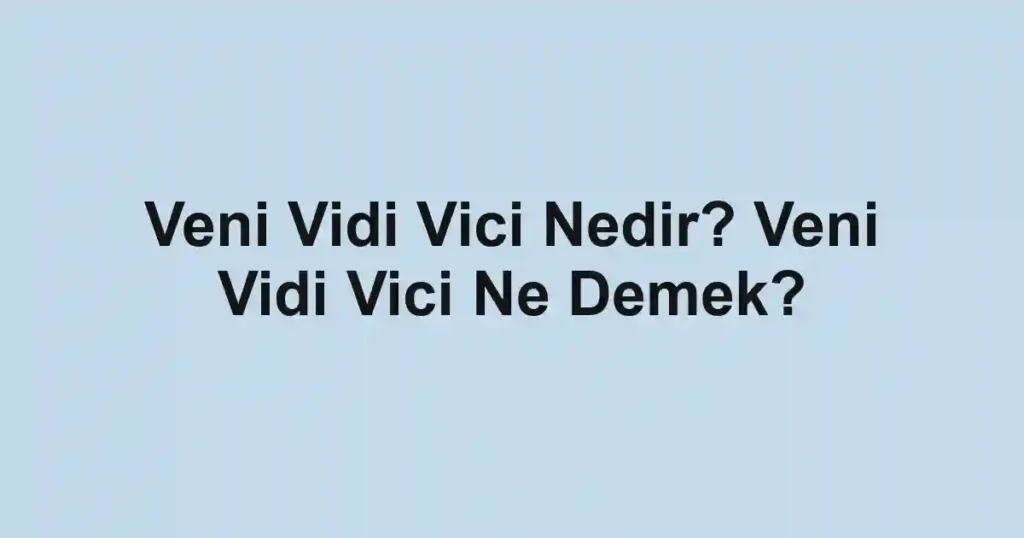 Veni Vidi Vici Nedir? Veni Vidi Vici Ne Demek?
