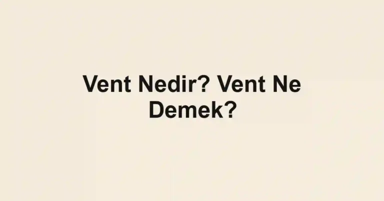 Vent Nedir? Vent Ne Demek?