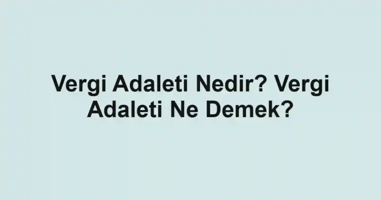 Vergi Adaleti Nedir? Vergi Adaleti Ne Demek?