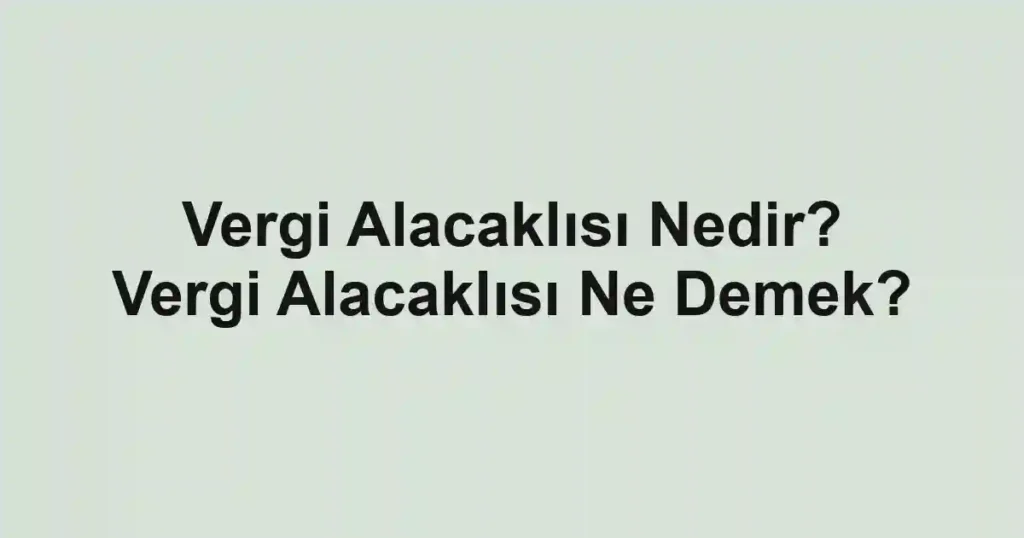 Vergi Alacaklısı Nedir? Vergi Alacaklısı Ne Demek?
