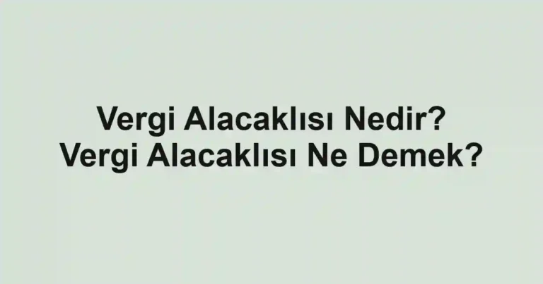 Vergi Alacaklısı Nedir? Vergi Alacaklısı Ne Demek?