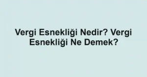 Vergi Esnekliği Nedir? Vergi Esnekliği Ne Demek?