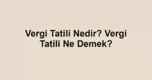 Vergi Tatili Nedir? Vergi Tatili Ne Demek?