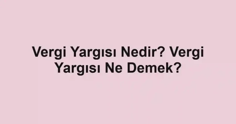 Vergi Yargısı Nedir? Vergi Yargısı Ne Demek?