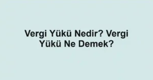 Vergi Yükü Nedir? Vergi Yükü Ne Demek?
