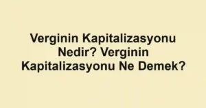 Verginin Kapitalizasyonu Nedir? Verginin Kapitalizasyonu Ne Demek?
