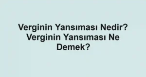 Verginin Yansıması Nedir? Verginin Yansıması Ne Demek?